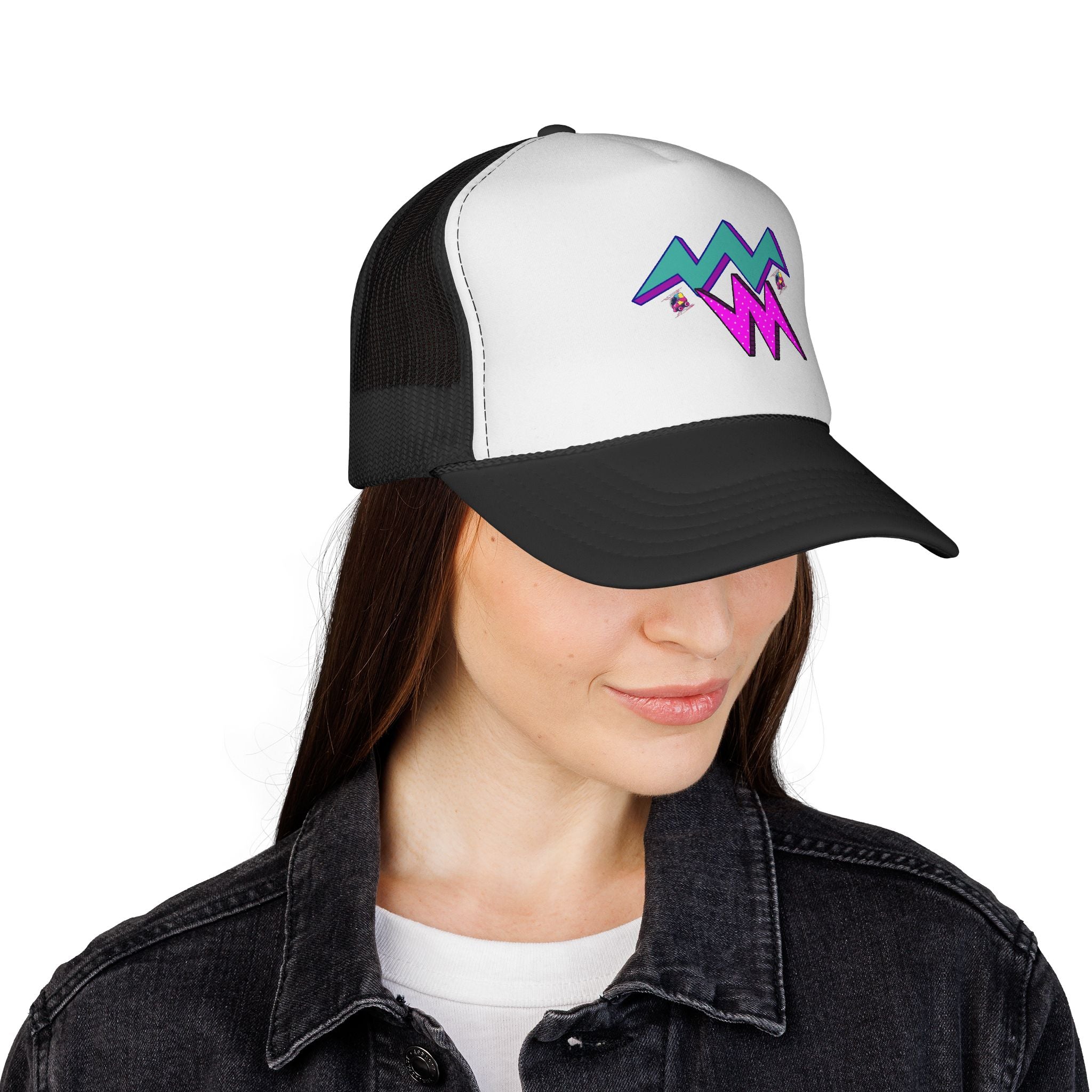 Retro Neon Lightning Trucker Cap