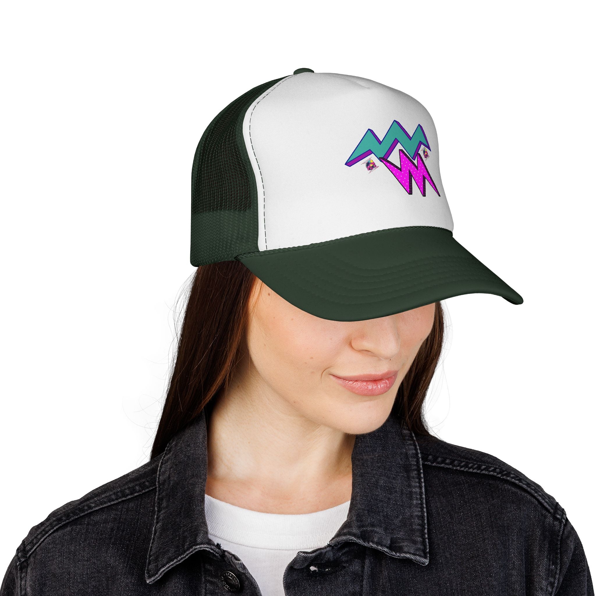 Retro Neon Lightning Trucker Cap
