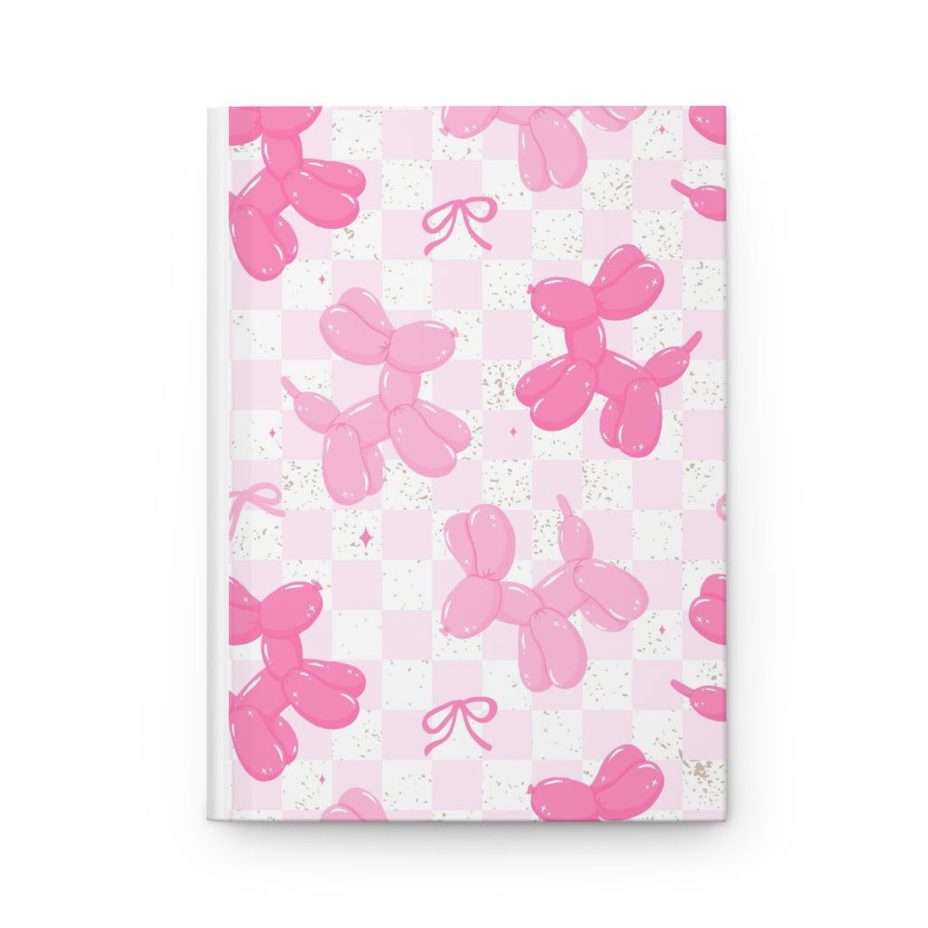 Pink Balloon Bunny Hardcover Journal — Cute Pastel Bunny Notebook for Journaling & Gifts