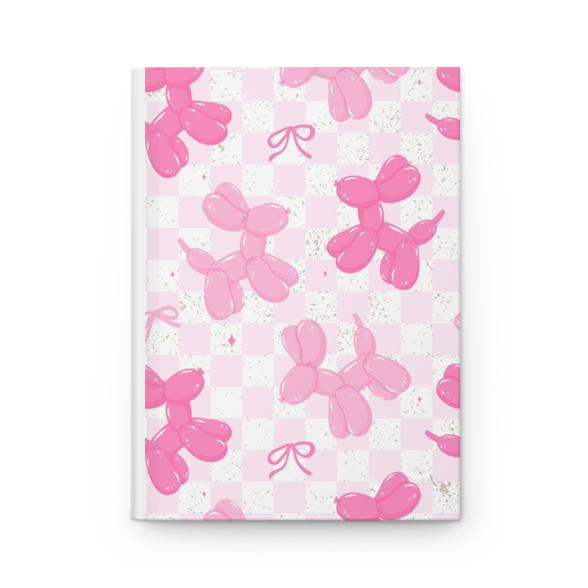 Pink Balloon Bunny Hardcover Journal — Cute Pastel Bunny Notebook for Journaling & Gifts